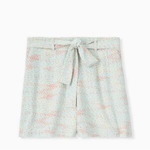 Torrid sz 4x blue bow tie front crepe dot print high waisted paperbag shorts nwt